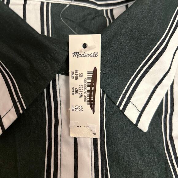 NWT Madewell Oversized Pleated-Sleeve Button-Up Shirt in Summit Green Size XS - Picture 9 of 10